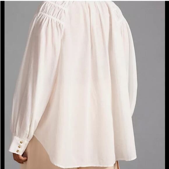 Anthropologie Pilcro top womens XS NEW white pleated shoulder popover oversized - Picture 16 of 16
